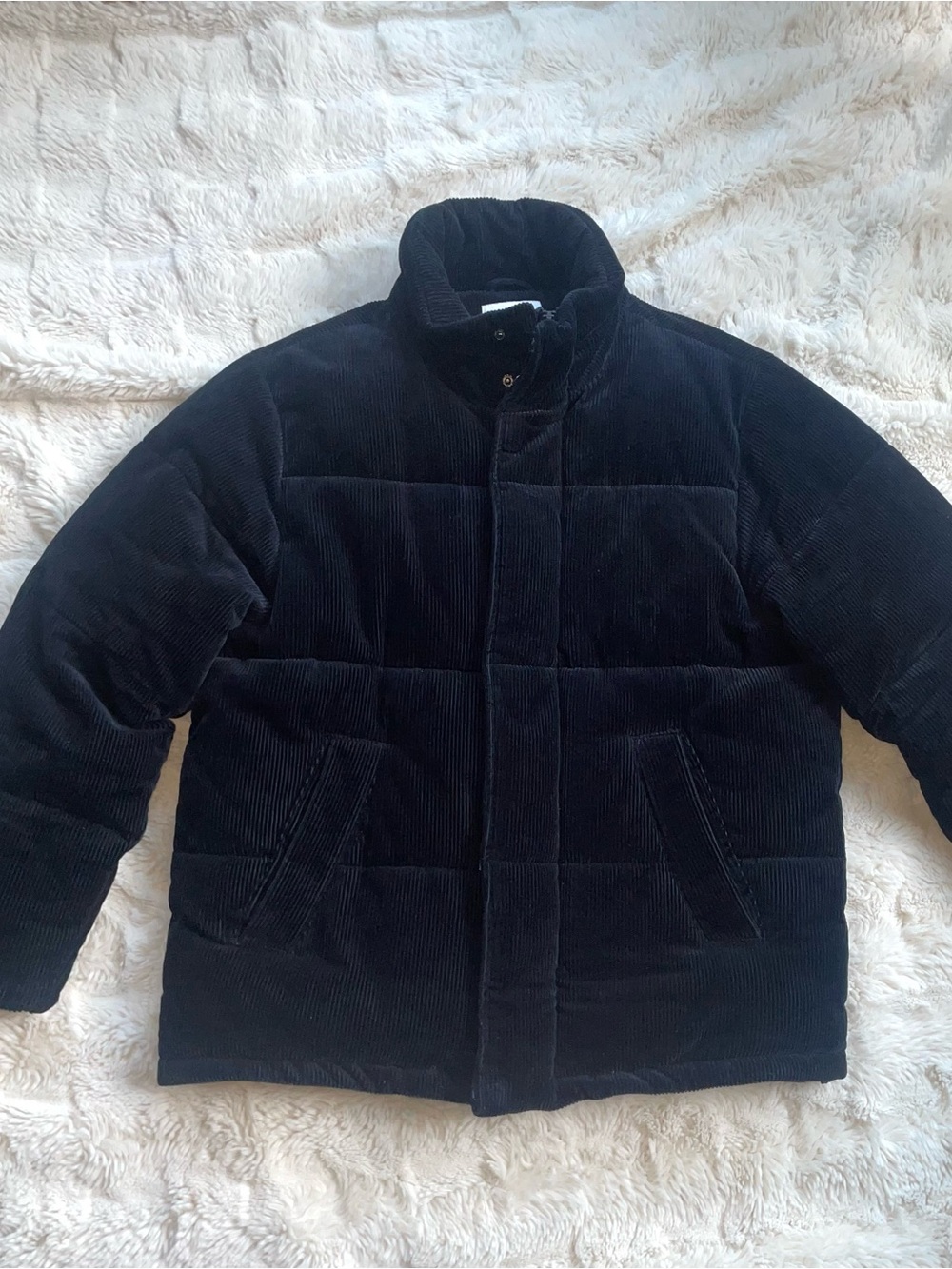 Men's Midnight Blue Topman Corduroy Puffer Jacket